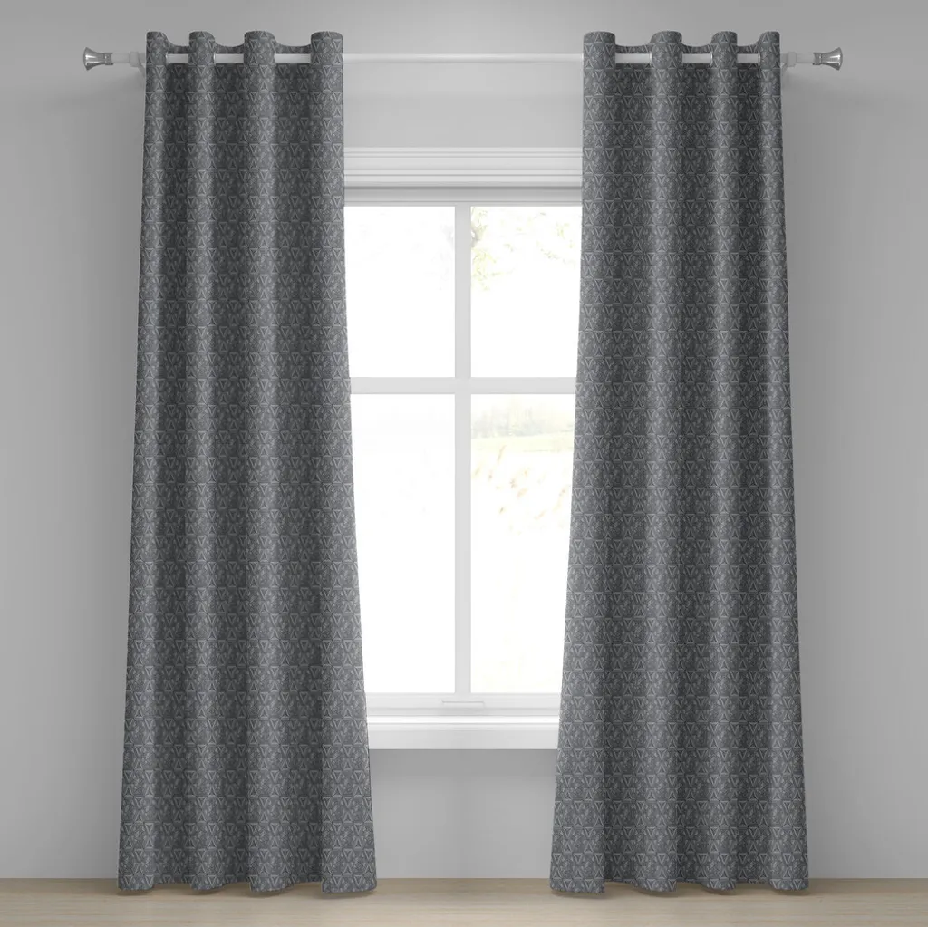 Paire de rideaux déco gris motif mosaïque pour salon 280x245 cm