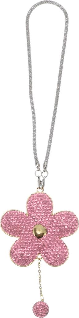 1 Stück Faux Strass Metall Faux Diamant Blumen Auto Rückspiegel Anhänger Zubehör Auto Hängeschmuck Pink
