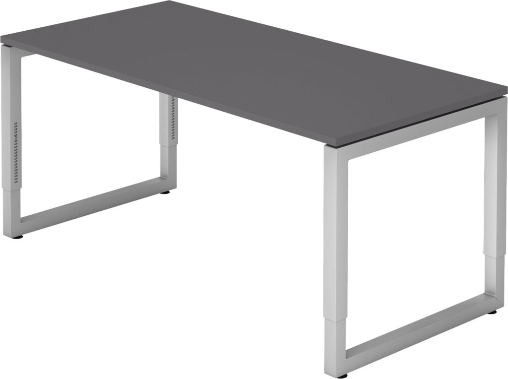 bümö Schreibtisch Serie-R - Gestell: Silber, Größe: 160 x 80 cm, Nachbildung: Graphit