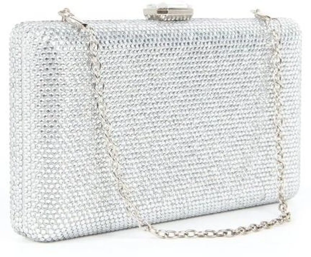 Sac de mariée en cristaux argentés avec chaîne amovible - Série Silver