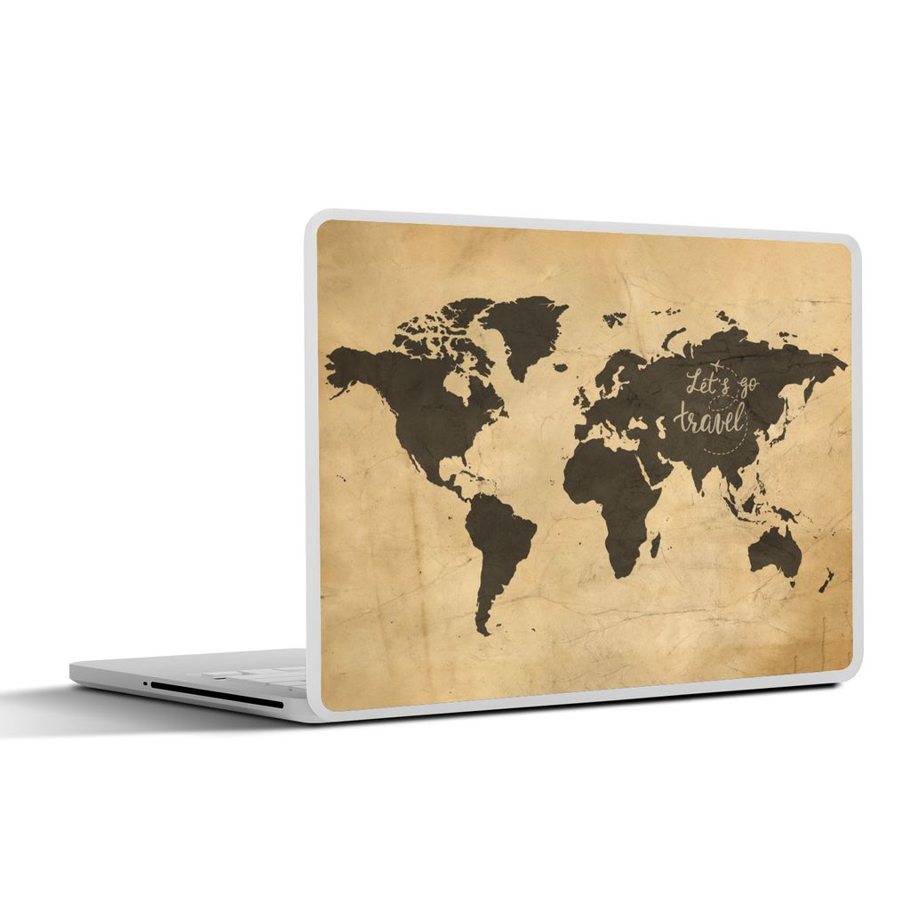 MuchoWow Laptop Aufkleber Sticker Cover Weltkarte - Reisen - Vintage 36.5x27.5 cm - Laptop-Sticker