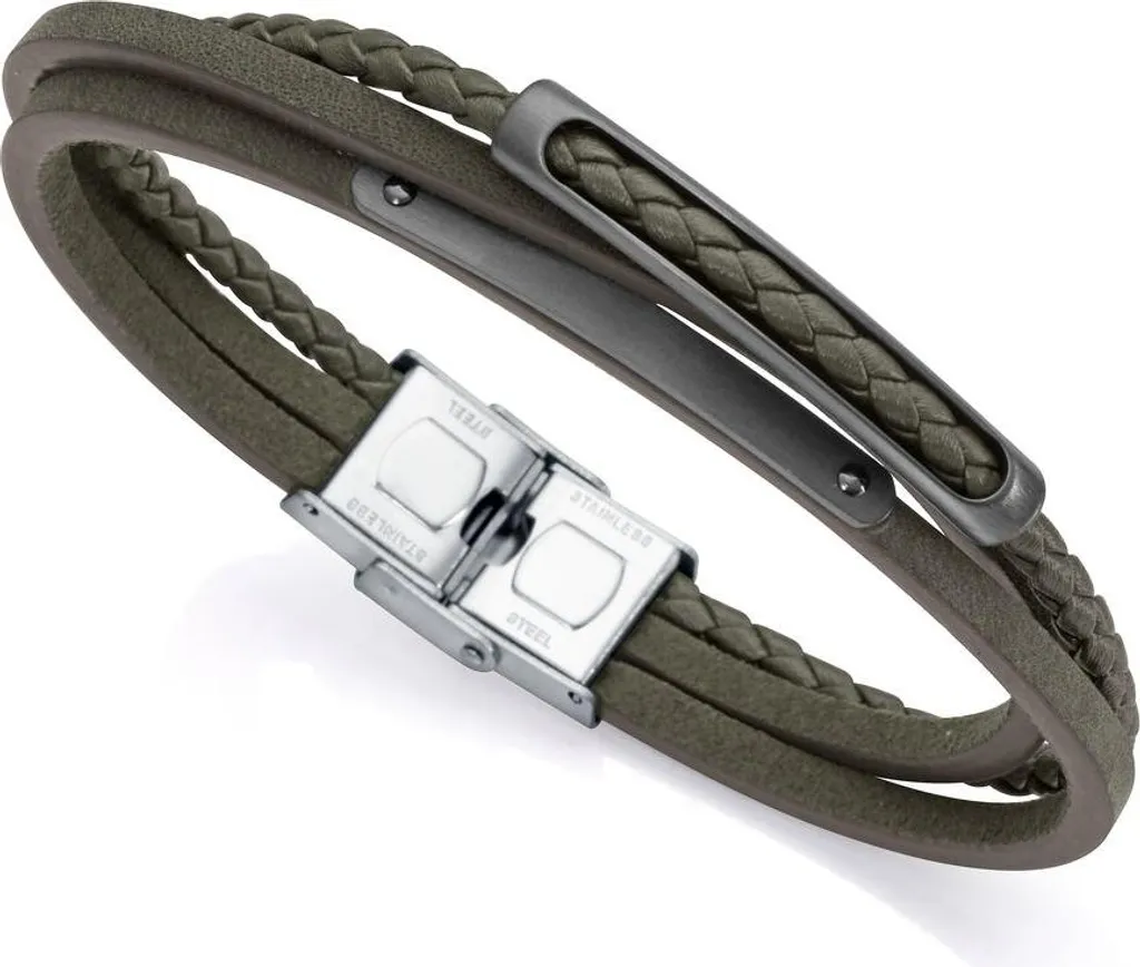 Bracciale Uomo Viceroy 6477P01019 - Acciaio e Pelle Nera per Uomo