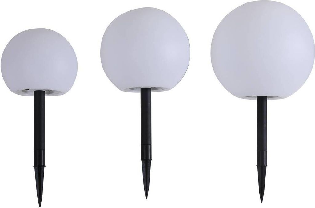 Lindby LED-Solarlampen Lago, 3er-Set, Kugeln, Erdspieß, Produktbild 