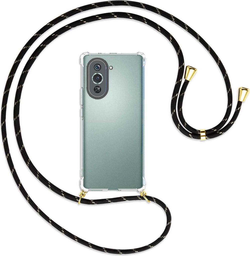 Handykette Backcover-Schutzhülle mit Band (Metall goldfarben) für Huawei nova 10 Pro (GLA-AL00) - schwarz/gold