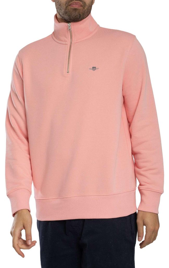 GANT Sweatshirt mit 1/4-Reißverschluss und regulärem Schild, Rosa 4XL