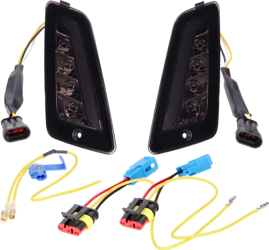 Set indicatori di direzione anteriori a LED fumé grigio scuro per Vespa GT, GTL, GTV, GTS 125-300