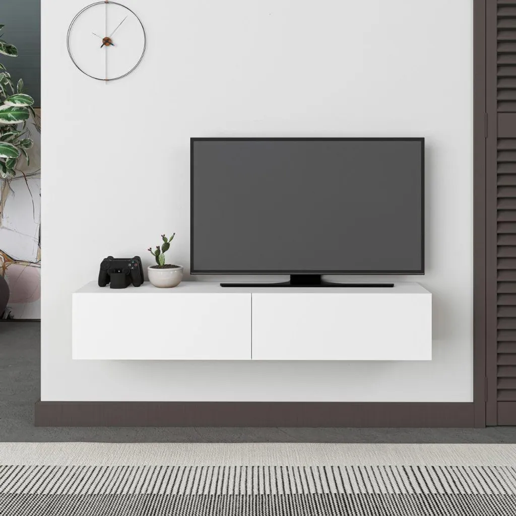 Mobile Porta TV Sospeso Francy Bianco 135 cm - Design Moderno a Ribalta