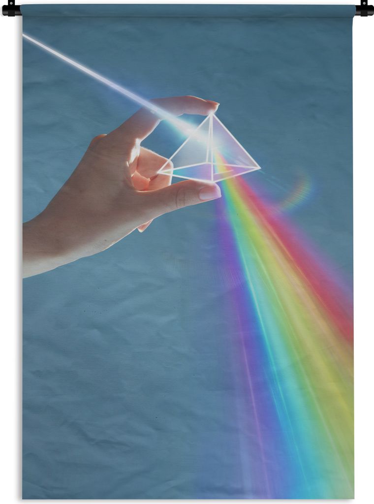 MuchoWow Wandteppich Wandbehang Regenbogen erscheint durch Prisma 60x90 cm Tapisserie Dekoration Wandtuch - Foto-Teppich - Abwaschbar