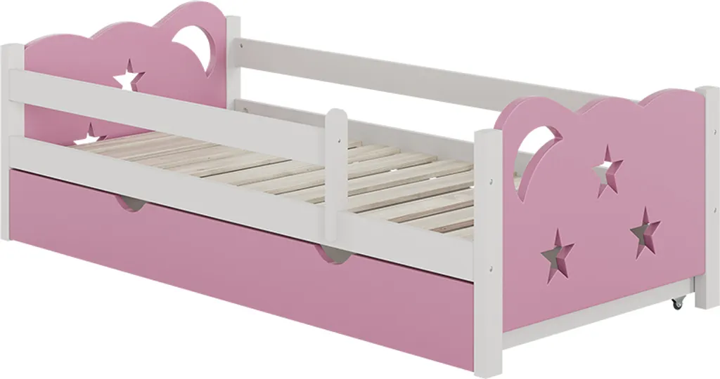 Lit enfant gain de place 80x160 rose Vitalispa Jessica avec rangement