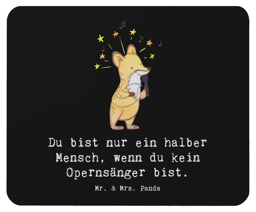 Mr. & Mrs. Panda Mousepad Opernsänger Herz - Schwarz - Geschenk, laptop mauspad, mausteppich, Mouse Pad, computer