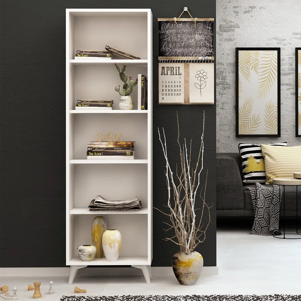 Meuble bibliothèque gain de place blanc Potena pour petits appartements