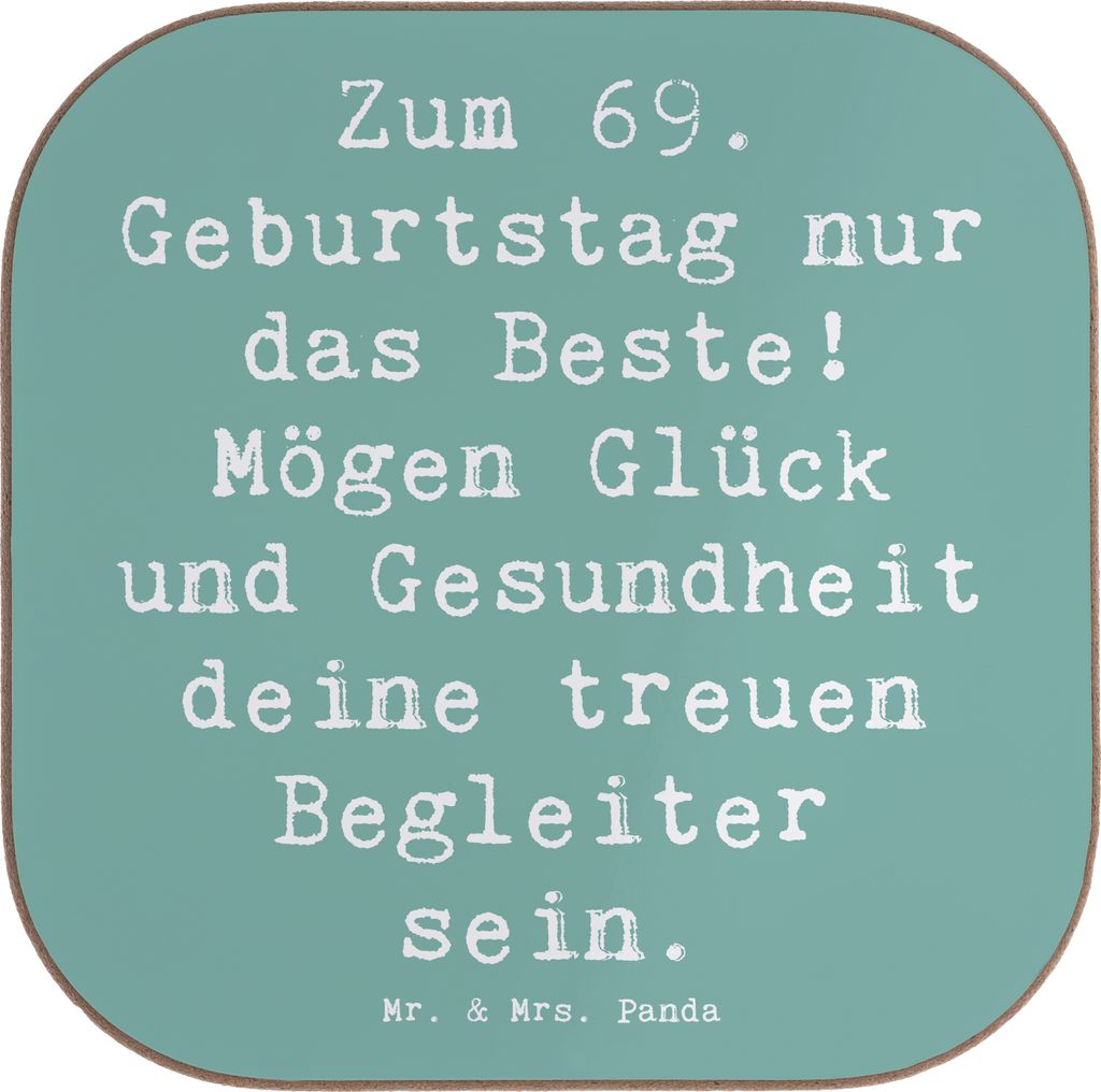 Mr. & Mrs. Panda Untersetzer für Gläser Spruch 69. Geburtstag Glück - Meeresbrise - Geschenk, Happy Birthday, Familie, liebevolle Botschaft, Hol...