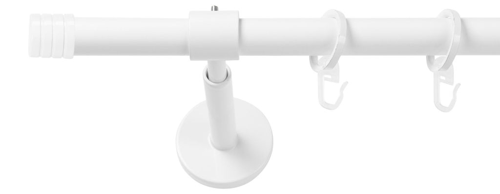 SN Deco Gardinenstange Lille, 19 mm, 1-läufig, Stahl, Komplett-Set mit Ringen, geschlossener Träger, 180 cm, weiß