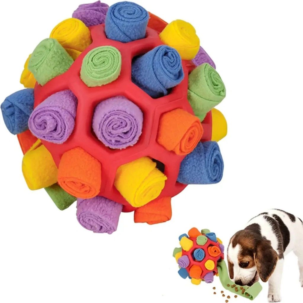 Schnüffelball für Hunde, Schnüffelteppich Schnüffelspielzeug Interaktives Hundespielzeug Intelligenzspielzeug Langsamer Futterspender(Rot)