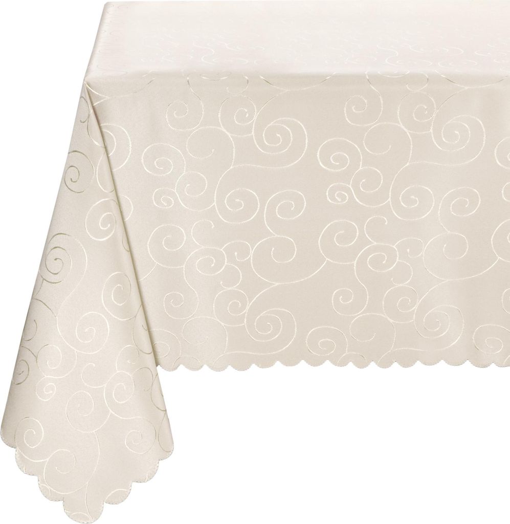 Tischdecke Ornamente, bügelfrei, fleckabweisend, pflegeleicht, Farbe und Größe wählbar,Champagner
