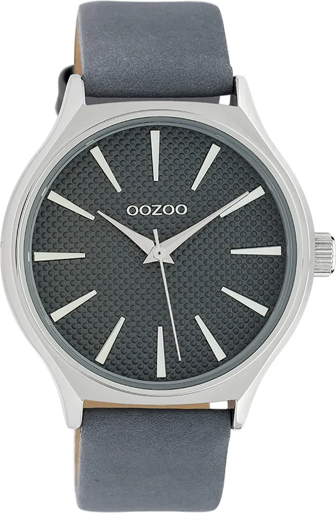 Montre à quartz analogique Oozoo avec bracelet en cuir bleu pour Femme