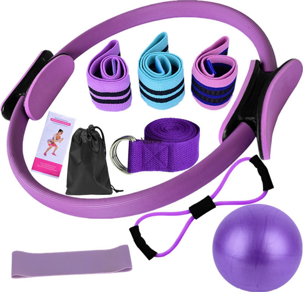 11-teiliges Yoga-Fitness-Kit mit Pilates-Ring, Yoga-Ball, Glute-Booty-Band, Figur 8, Widerstandsband, Dehnungsgürtel, Heim-Fitnessstudio-Fitnessge...