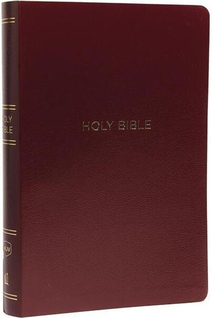 NKJV, Reference Bible, Center-Column Giant Print, Leather-Look, Burgundy, Red Letter Edition, Comfort Print