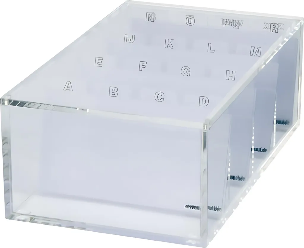 Organiseur de bureau transparent pour cartes de visite format 10,5 cm