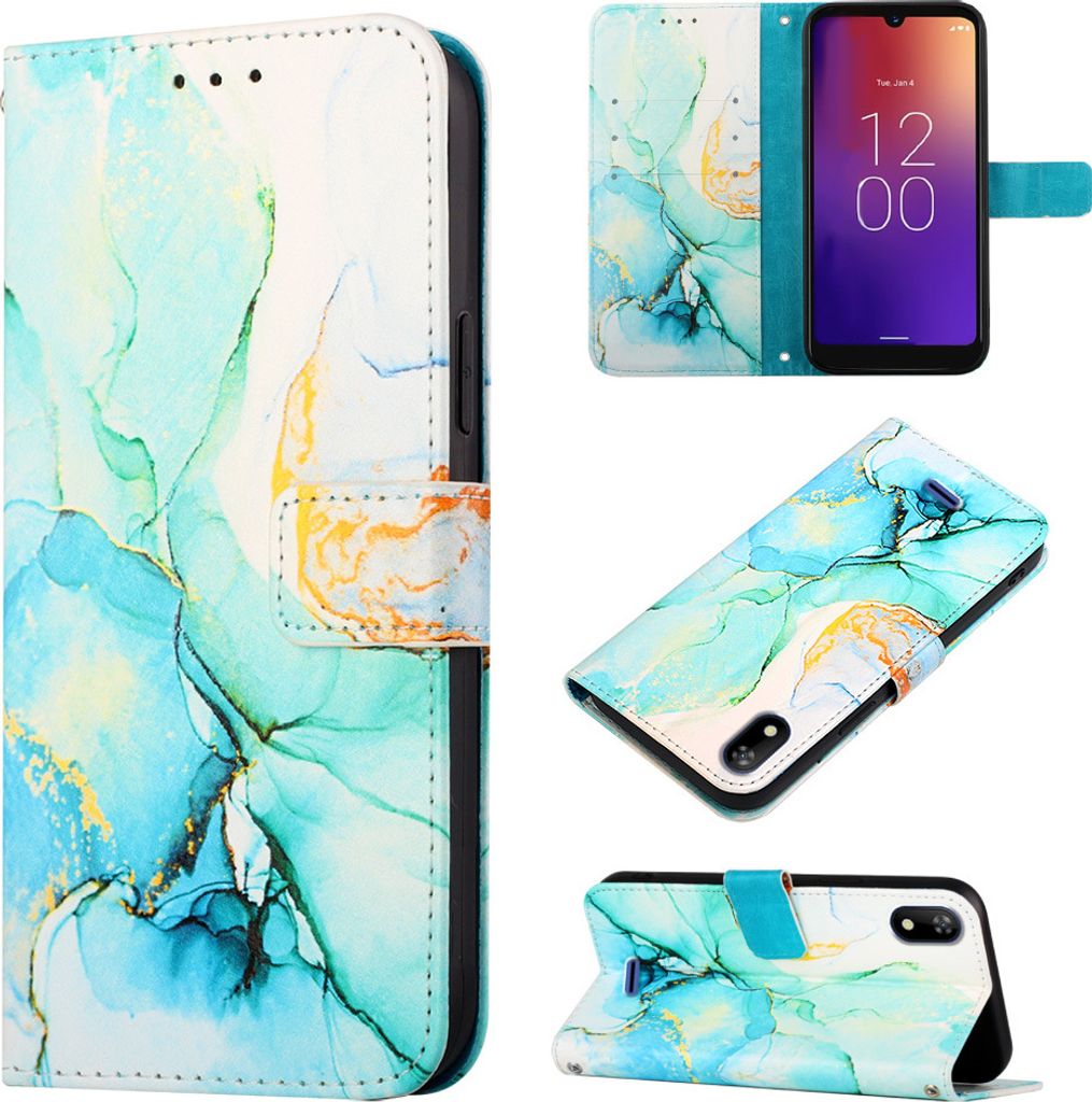 Moxee M2160 Hülle, Marmor Motiv Kunstleder Tasche Wallet Kartenfächer mit Standfunktion Klapp Schutzhülle für Moxee M2160 Türkis