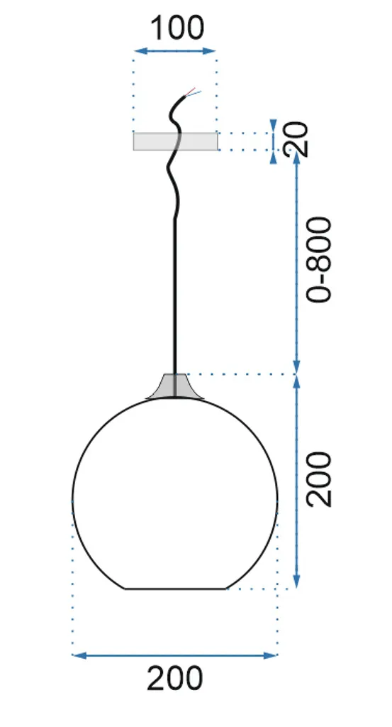 Suspension Métal Noir Mat Toolight Zenit A avec Câble Réglable 90cm - 10