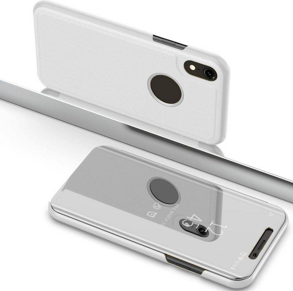 Handyhülle für Apple iPhone X / iPhone XS Smart Cover Schutzhülle Clear View Case Silber