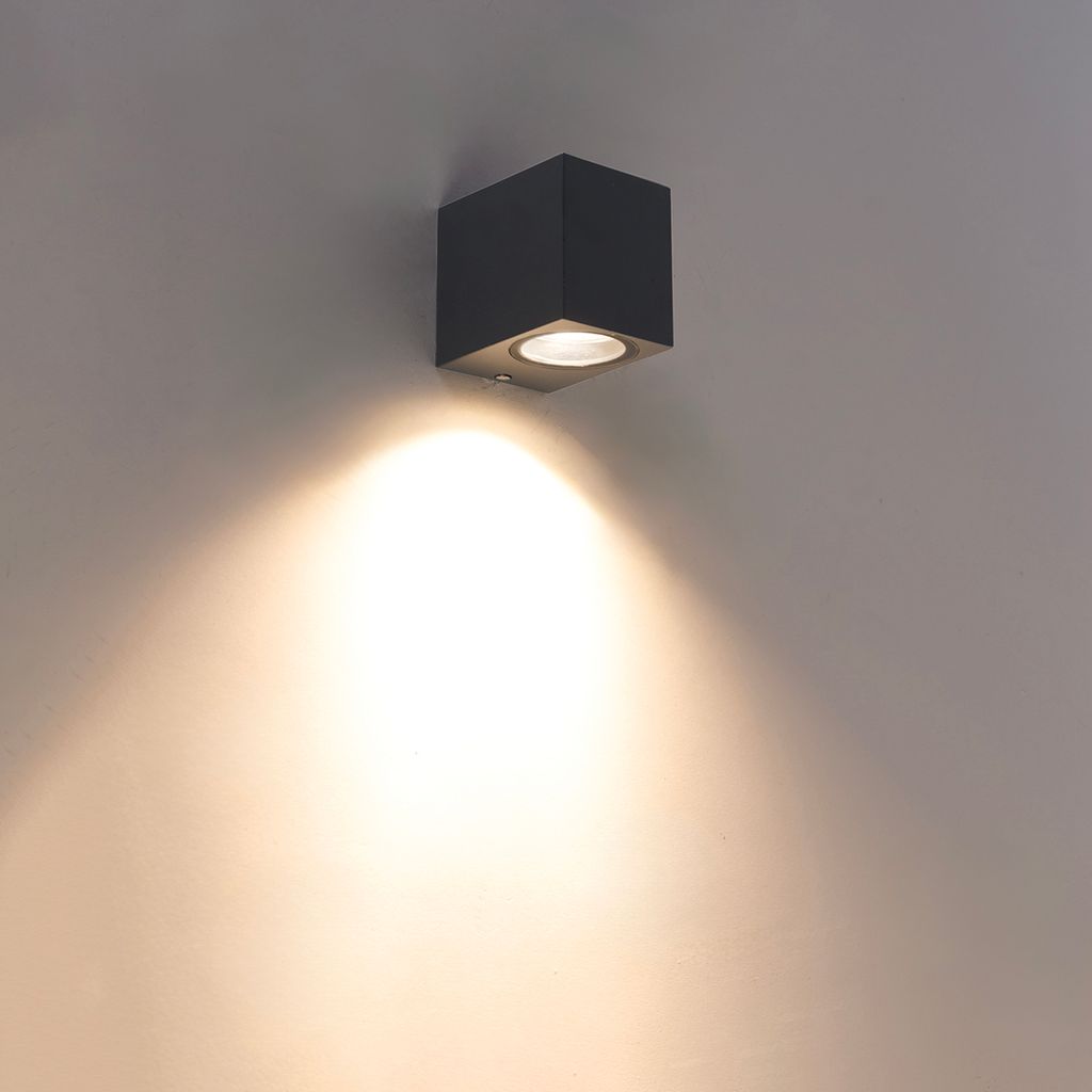 Qazqa Modern außen Up and Down Wandleuchte, Außenlampe, Wandlampe für den Garten - Baleno - Dunkelgrau, max. 35W, Geeignet für LED, 9cm, IP44, ...