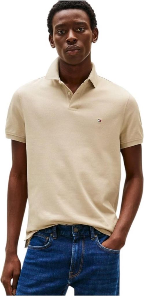 Tommy Hilfiger Polo beige uni normale Passform Baumwolle Produktbild 