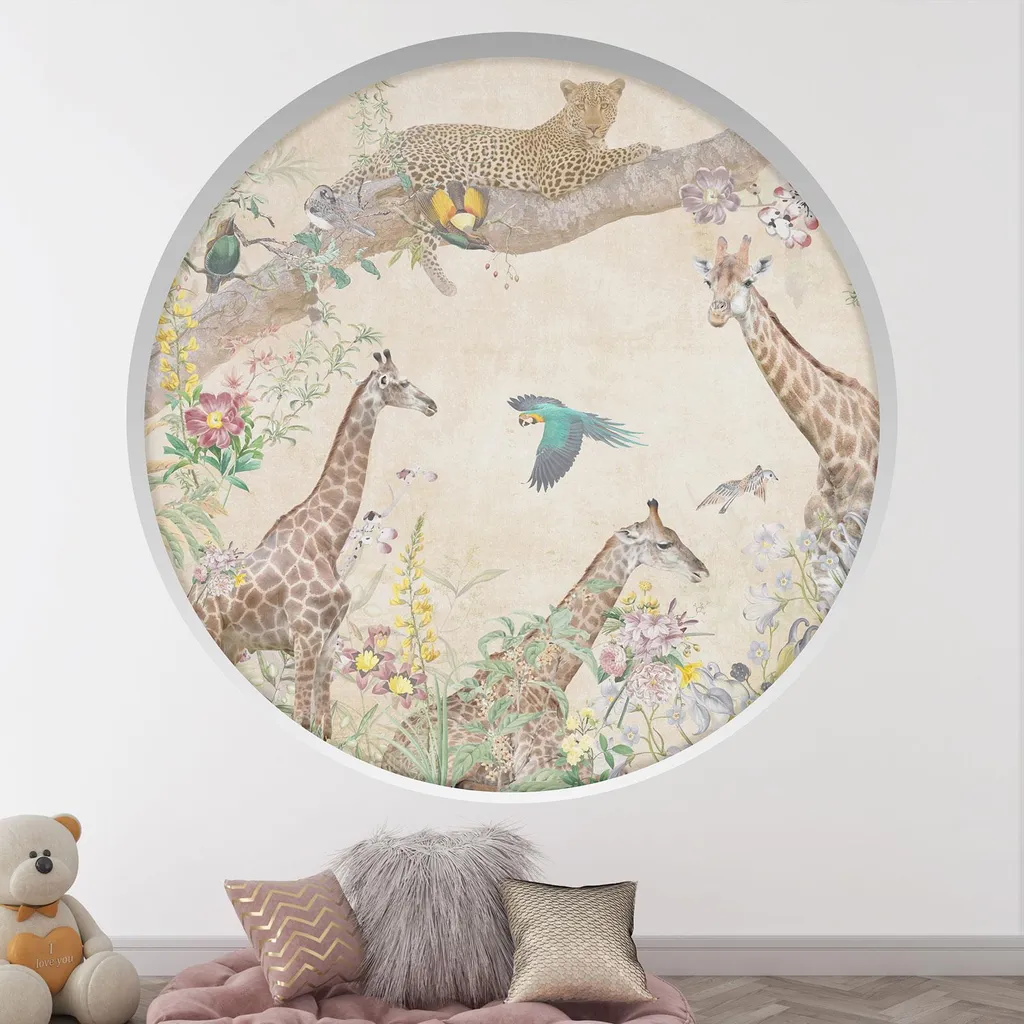 Sticker Géant Trompe l'oeil Jungle Arche ronde enfant Diamètre 130cm