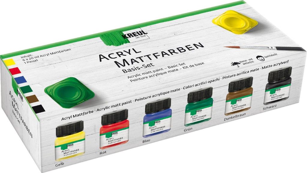 KREUL Acryl Mattfarbe Basis Set 6 x 20 ml