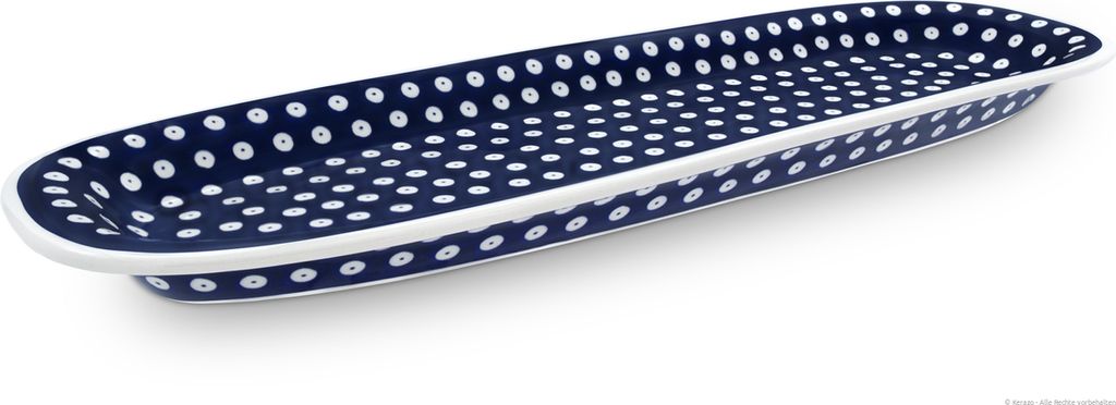 Original Bunzlauer Keramik Servierplatte Platte Teller sehr lang schmal länglich oval 49x16,7x3 cm Design 42
