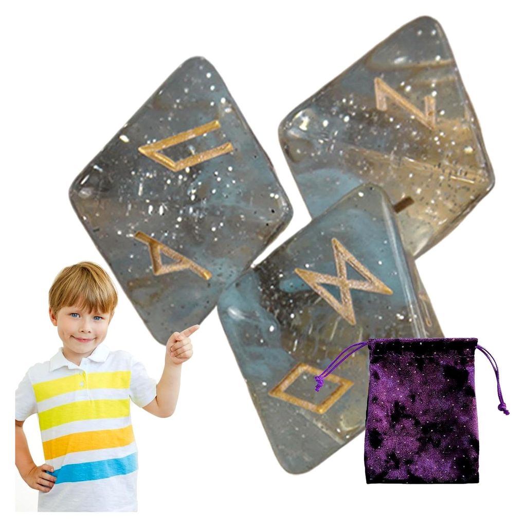 Astrologie-Würfel, Runenwürfel, 8-seitige Würfel zur Vorhersage, tragbare Runenwürfel mit Kordelzug, polyedrisches Würfelspiel aus Kunstharz
