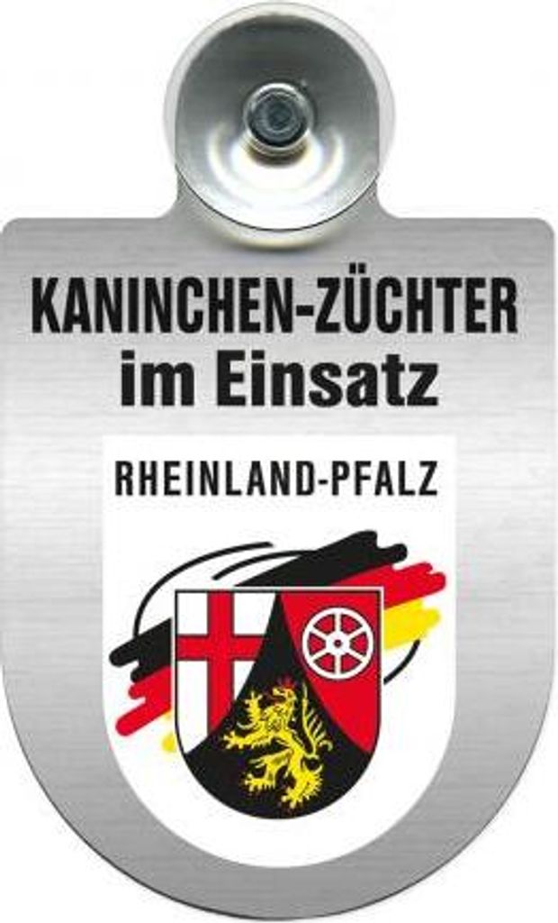 Einsatzschild Windschutzscheibe incl. Saugnapf - Kaninchenzüchter im Einsatz - incl. Regionen nach Wahl - 309361 - Color - Region Rheinland-Pfalz