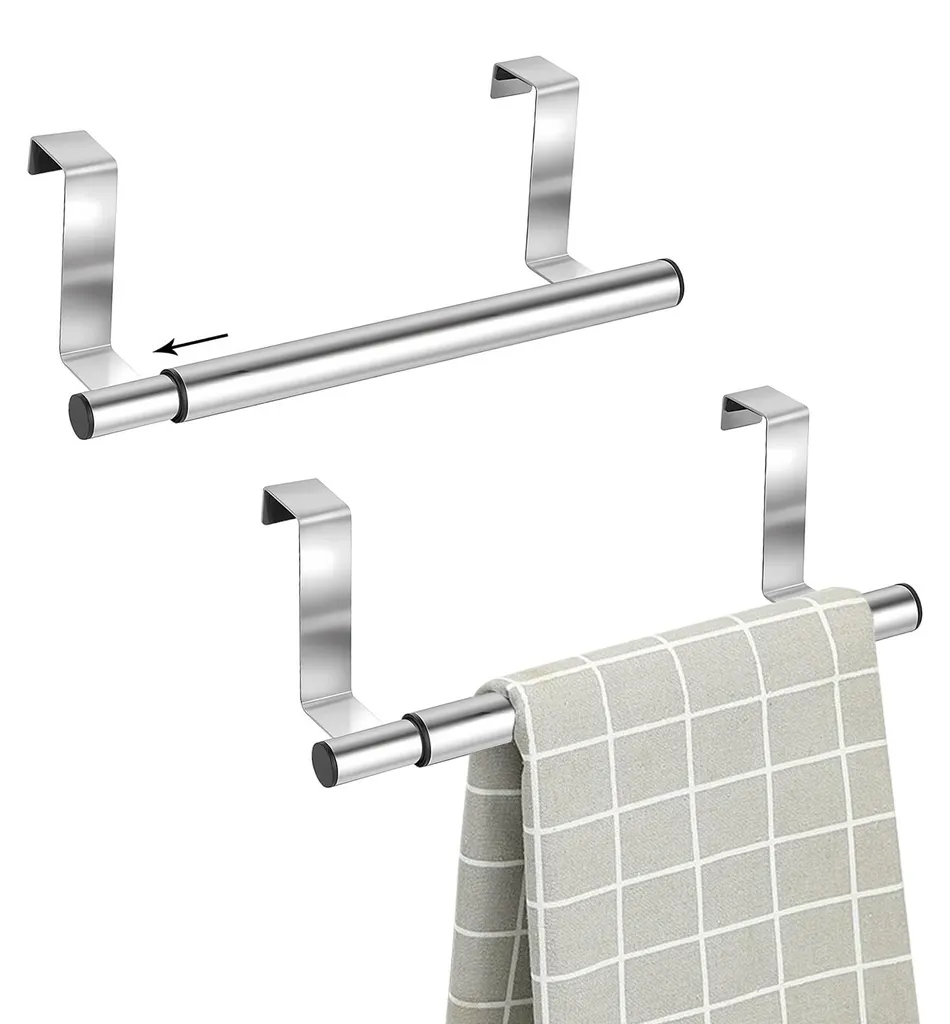 Étagère à serviettes pour porte de cuisine, lot de 2 supports suspendus inox
