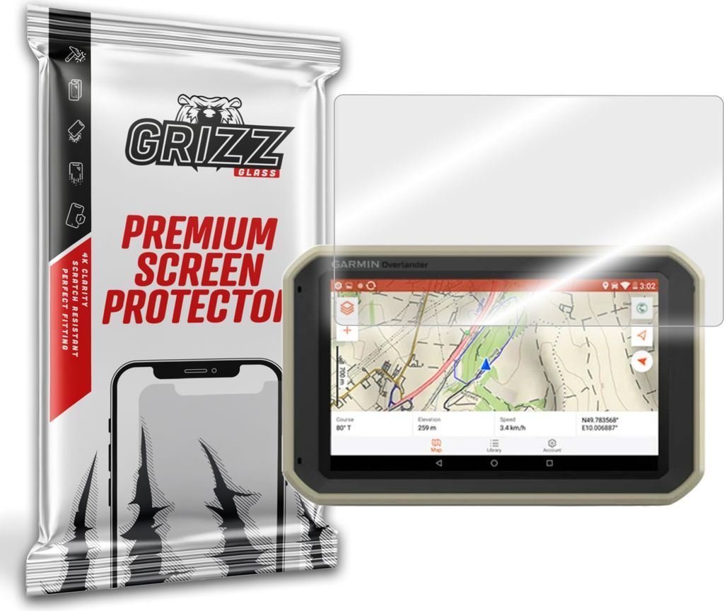 Hybriertes Glas GrizzGlass HybridGlass für Garmin Overlander