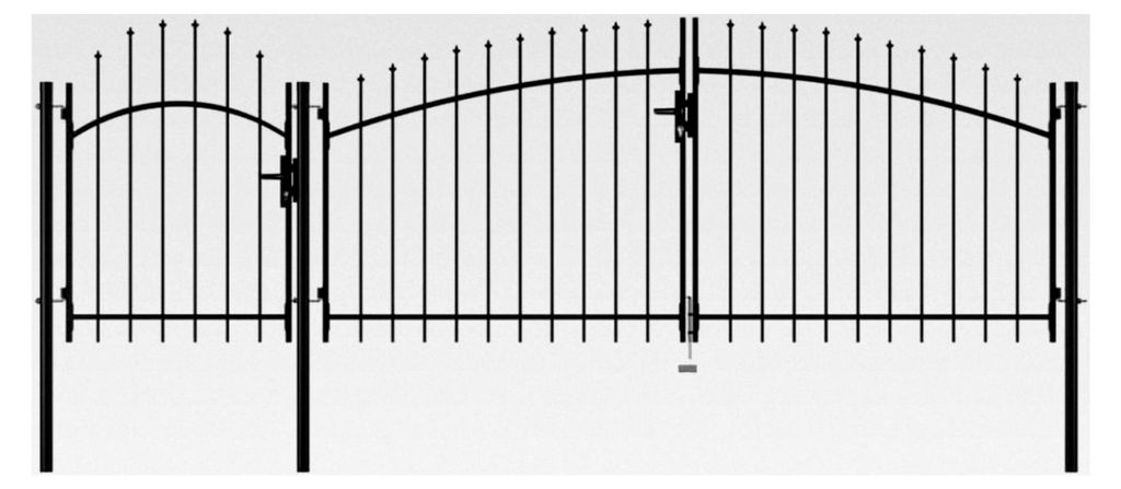 Doppeltor Einfahrtstor Hoftor doppelflügeltor Gartentor Metall Zauntor Gartentür mit Schloss und Schlüsseln - 400 x 125 cm