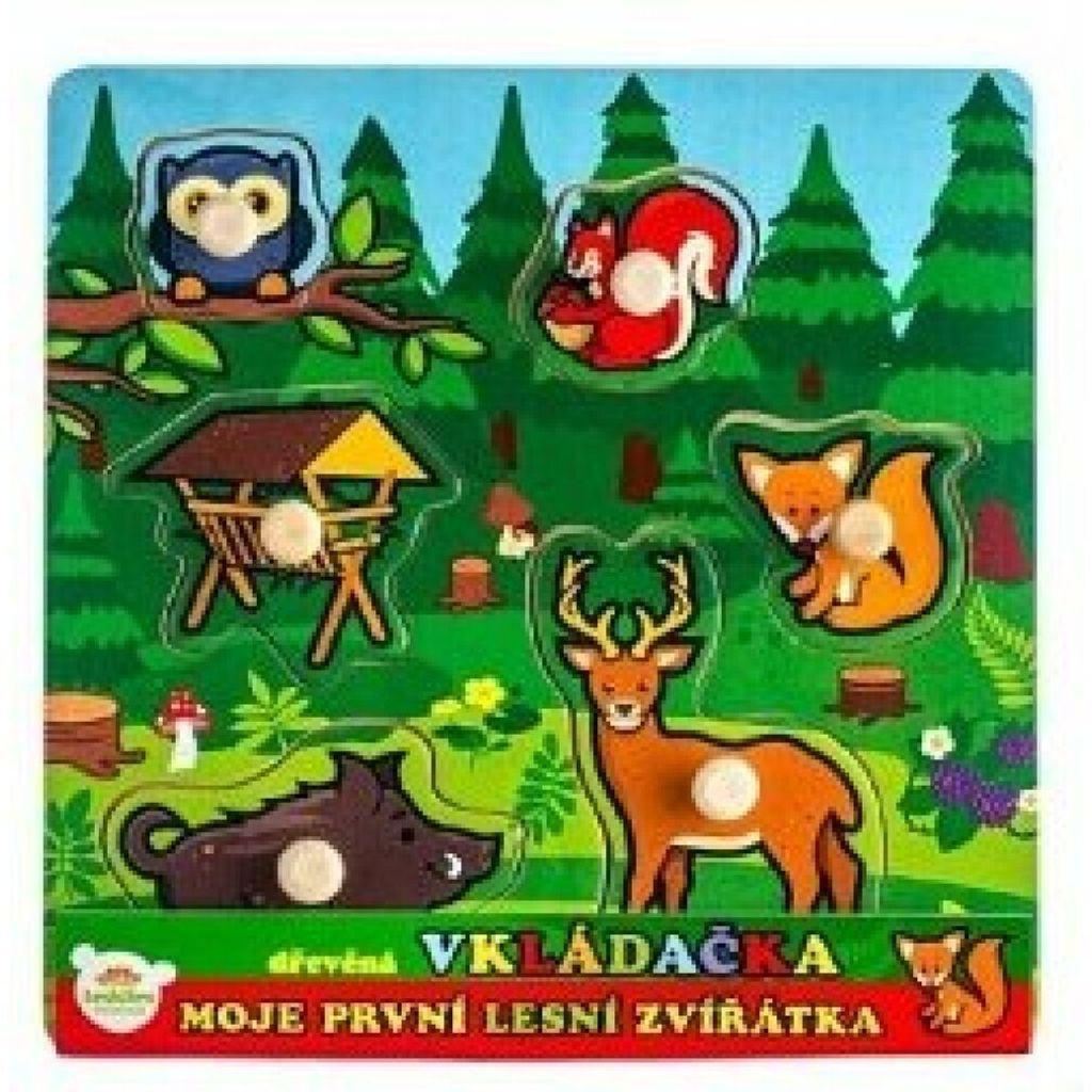Teddies Vkládačka dřevěná Moje první zvířátka lesní 6 ks Obrázek produktu 
