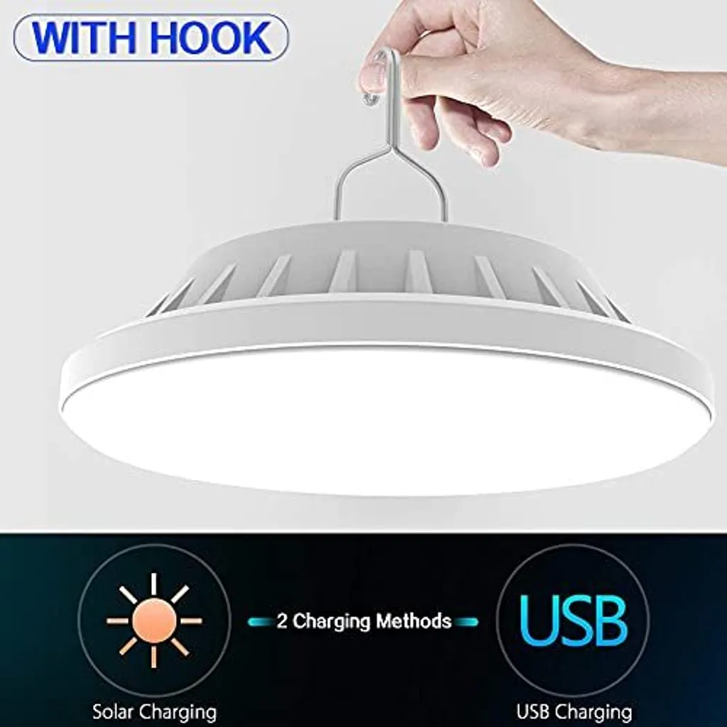 Lanterna da Campeggio Solare LED Ricaricabile con Telecomando e USB - 2