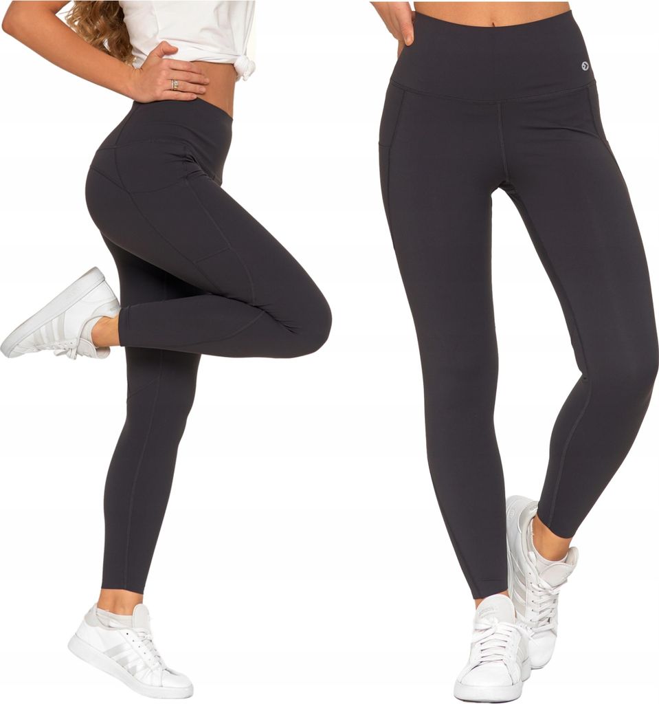 Damen-Sport-Leggings mit Taschen, hohe Taille, blickdicht, Elasthan, MORAJ S