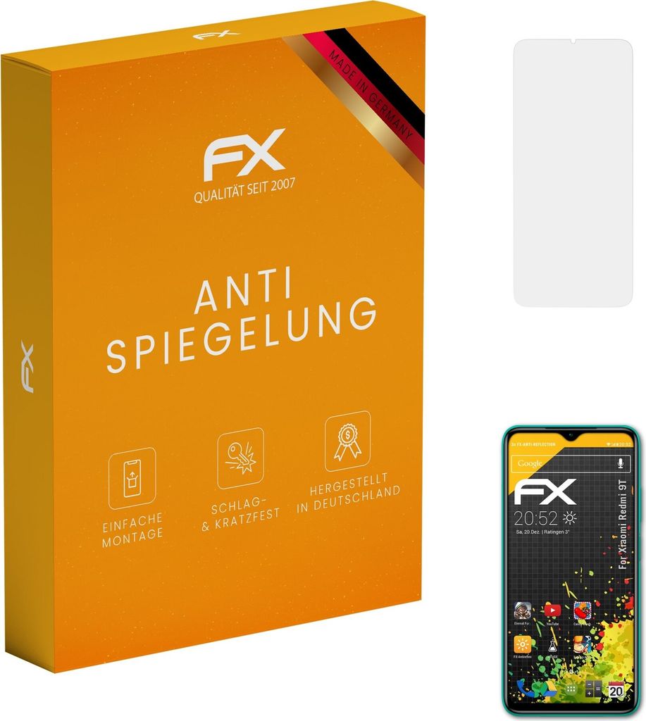 atFoliX FX-Antireflex 3x Schutzfolie kompatibel mit Xiaomi Redmi 9T Displayfolie