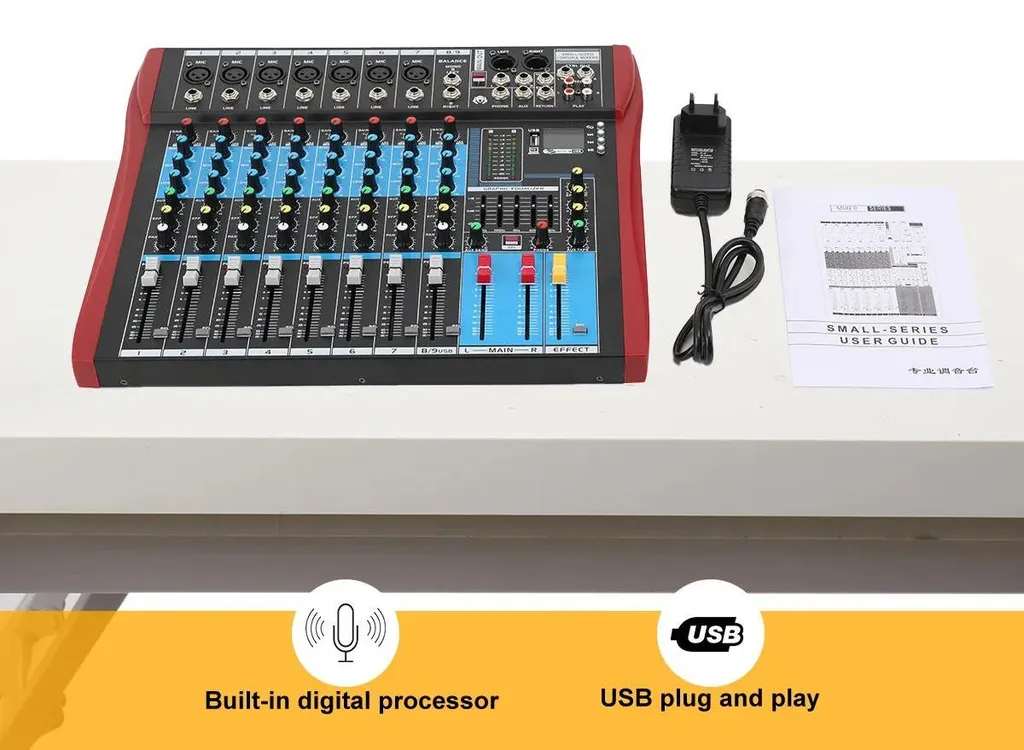 Table de mixage ES-802 - Console 8 canaux avec Bluetooth et USB Audio