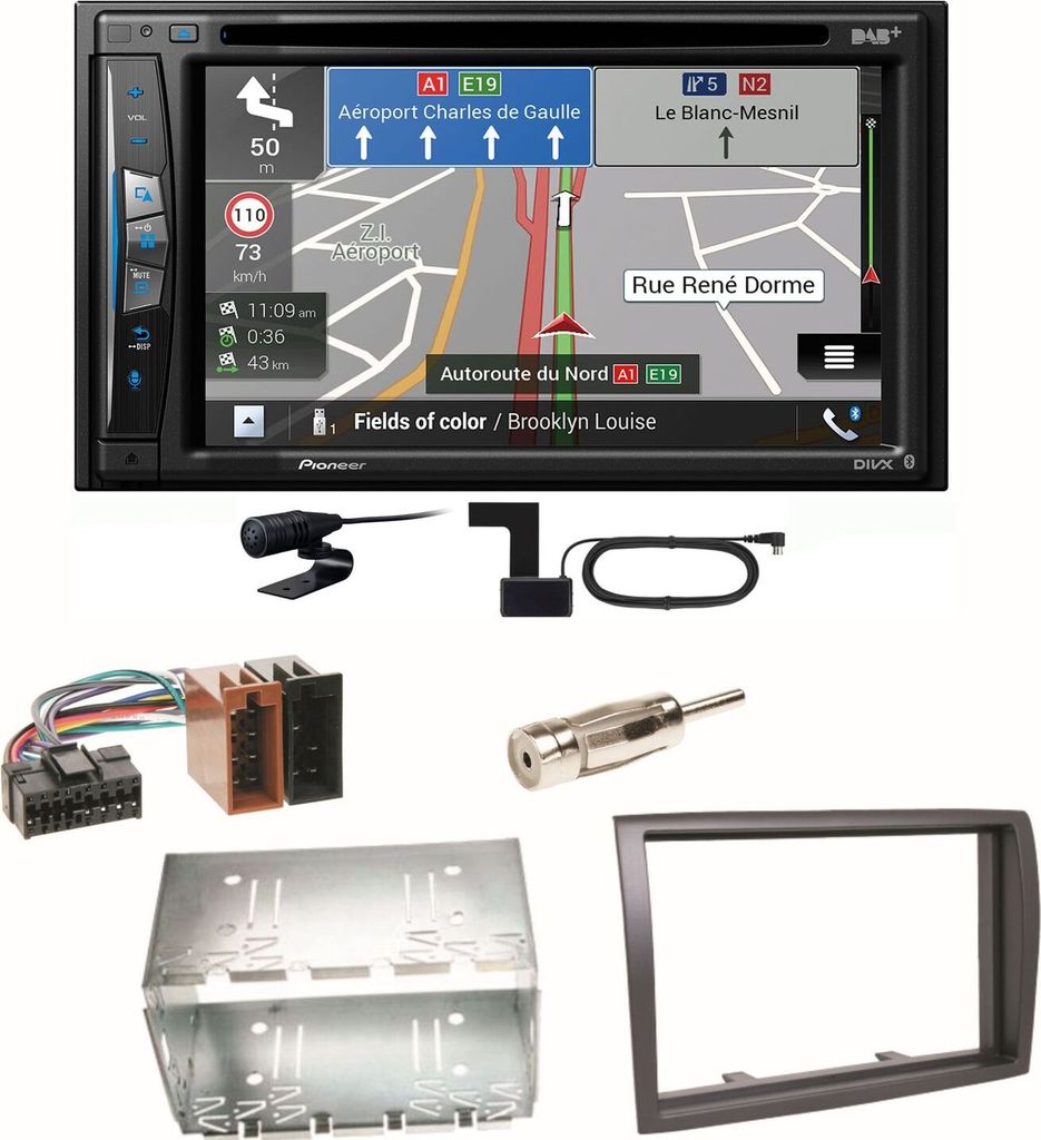 Pioneer AVIC-Z730DAB Navigation DAB+ USB Einbauset für Fiat Ducato Boxer Jumper