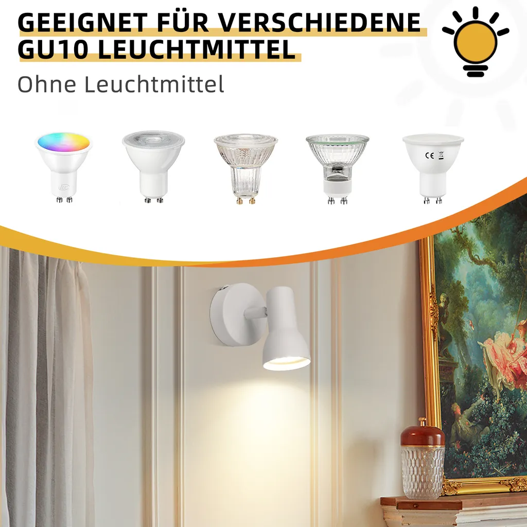 ZMH Faretto Soffitto Moderno Bianco GU10 - Lampada Corridoio Orientabile - 7