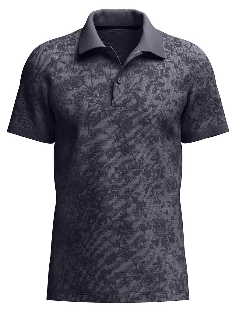 Fynch-Hatton Polo, 2-Tone, AOP navy XL