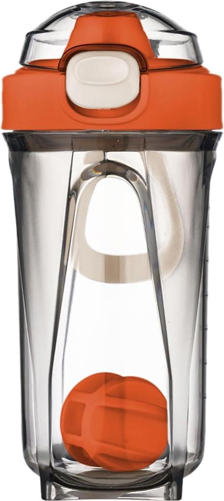 Eiwitshaker, Shaker für Proteinshake, 500 ml Eiweißshaker mit Mixerball, Eiweißshaker mit auslaufsicherem Deckel und Griff für Fitness, Eiweiß...