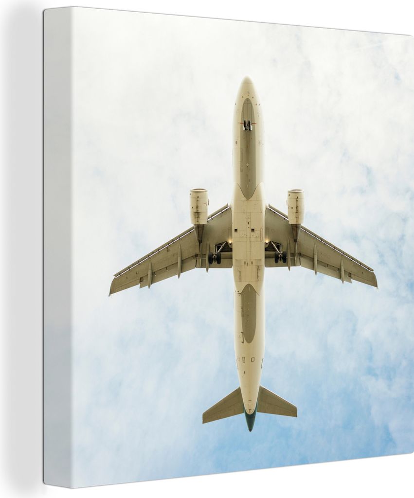 OneMillionCanvasses - Leinwandbilder - Bild auf Leinwand Wandbild Leinwandbild Ansicht eines Flugzeugs von unten, 50x50 cm, Kunstdruck Wandkunst ...
