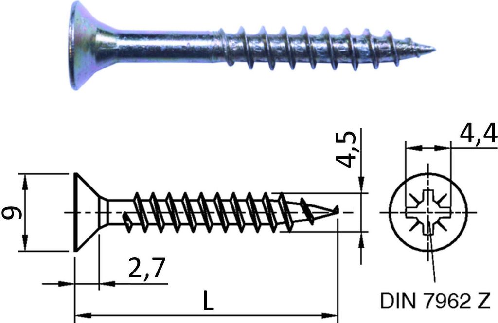 200 Stück Spanplattenschrauben 4,5 x 80 mm Kreuzschlitz