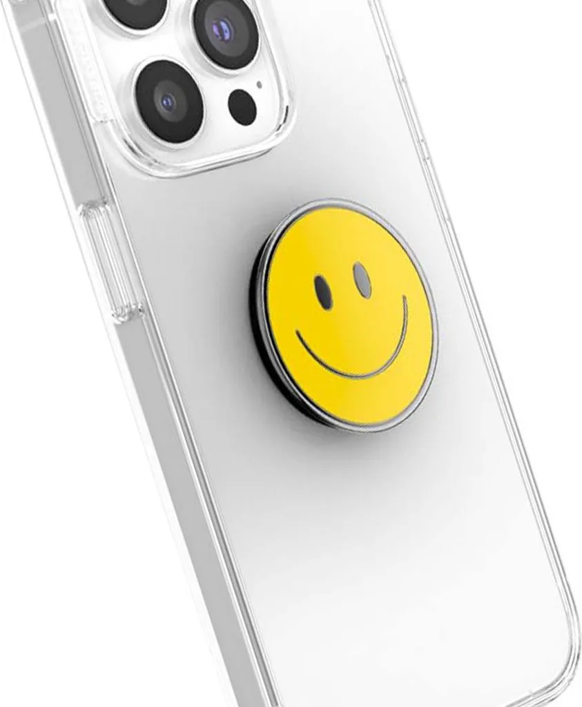 PopSockets PopGrip Intercambiabile – Design Giallo Senape Con Luna Nera, Ape E Fiori – Stile Boho