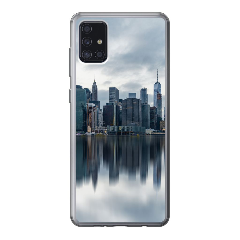 MuchoWow Handyhülle Schutzhülle Hülle für Samsung Galaxy A52 5G New York - Skyline - Spiegelung Silikon Softcase Handy Hülle - Umschlag