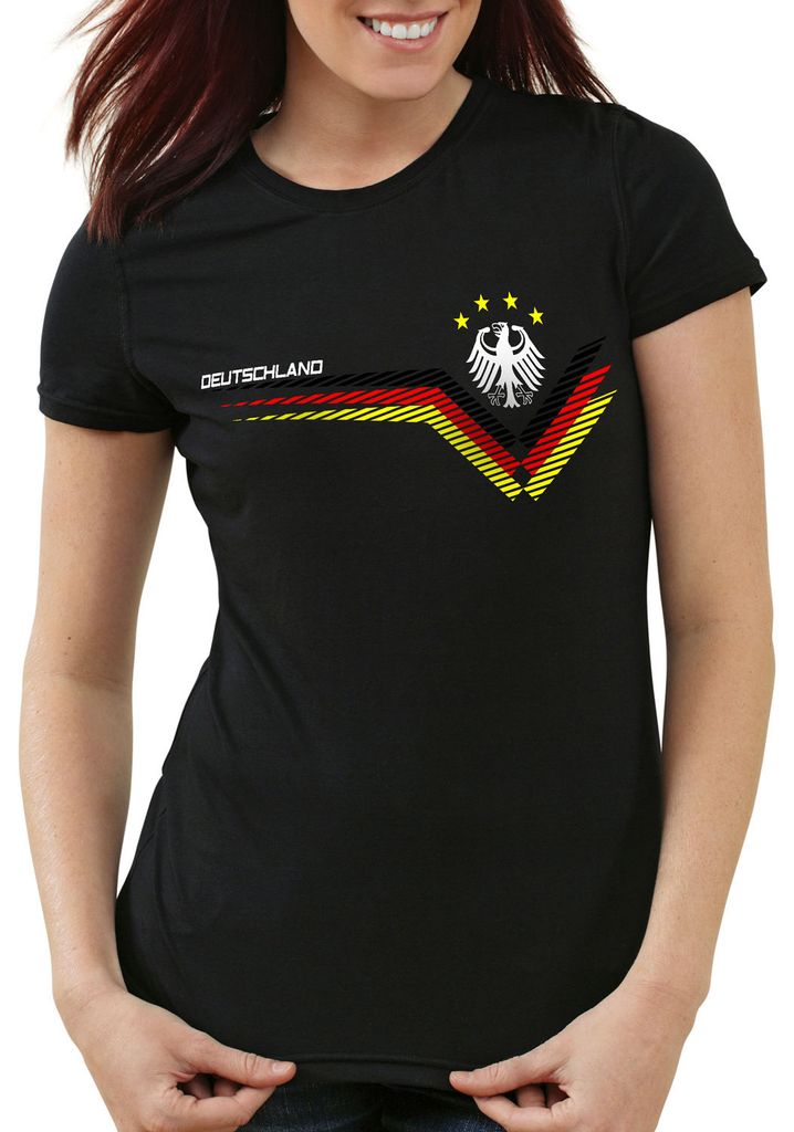 MoonWorks® Damen Fan-Shirt Fußball Retro Deutschland Germany Weltmeisterschaft Fan-Trikot Style WM 2018 